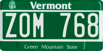 VT license plate ZOM768