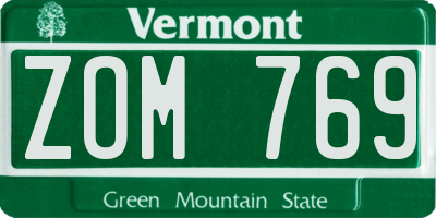 VT license plate ZOM769