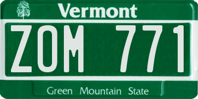VT license plate ZOM771