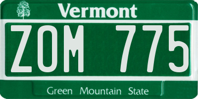 VT license plate ZOM775