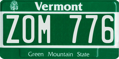 VT license plate ZOM776