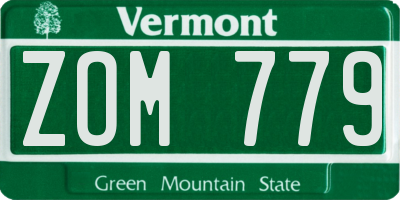 VT license plate ZOM779