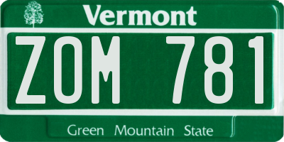 VT license plate ZOM781