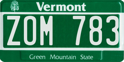 VT license plate ZOM783