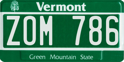 VT license plate ZOM786