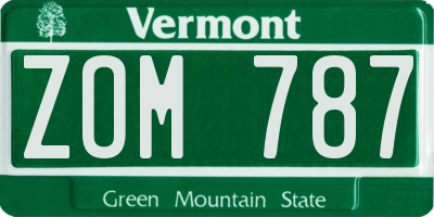 VT license plate ZOM787