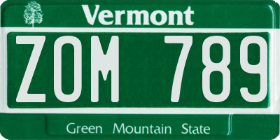 VT license plate ZOM789