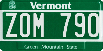 VT license plate ZOM790