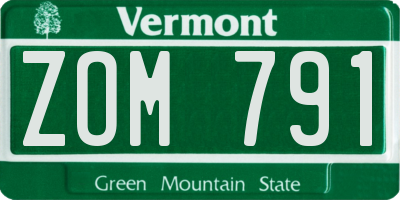 VT license plate ZOM791
