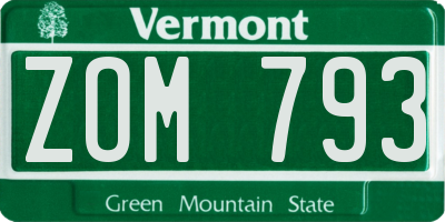 VT license plate ZOM793