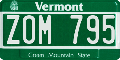VT license plate ZOM795