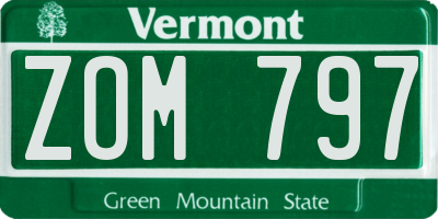 VT license plate ZOM797