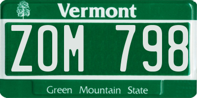 VT license plate ZOM798