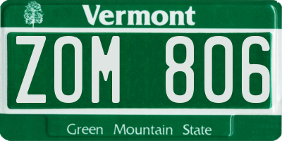 VT license plate ZOM806