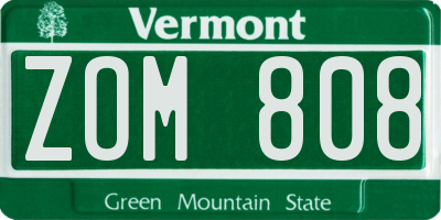 VT license plate ZOM808
