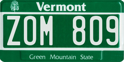VT license plate ZOM809