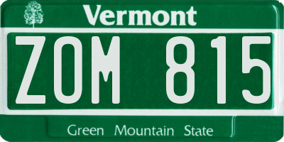 VT license plate ZOM815