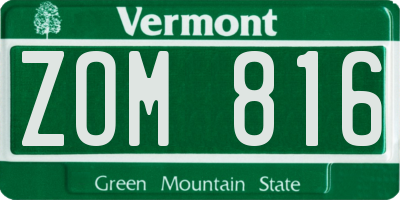 VT license plate ZOM816