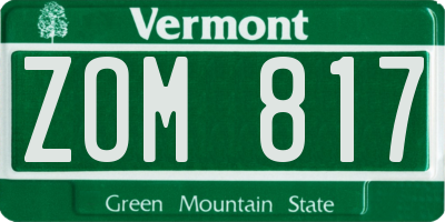VT license plate ZOM817