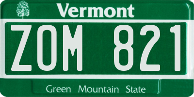VT license plate ZOM821