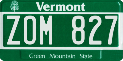 VT license plate ZOM827