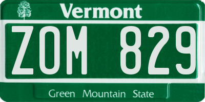 VT license plate ZOM829