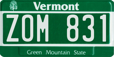 VT license plate ZOM831