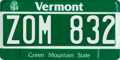 VT license plate ZOM832