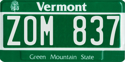 VT license plate ZOM837