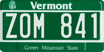 VT license plate ZOM841