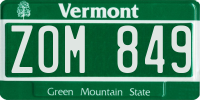 VT license plate ZOM849