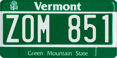 VT license plate ZOM851
