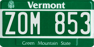 VT license plate ZOM853