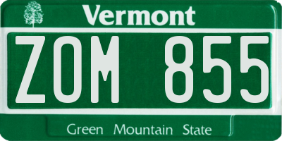 VT license plate ZOM855