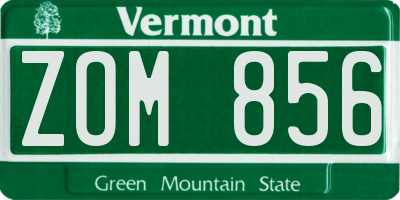 VT license plate ZOM856