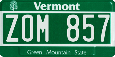 VT license plate ZOM857