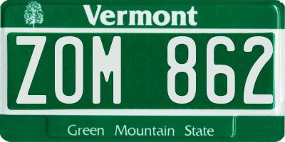 VT license plate ZOM862