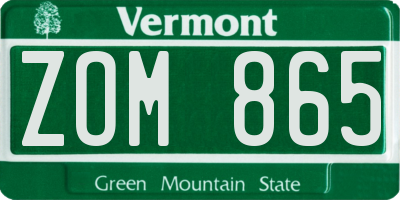 VT license plate ZOM865