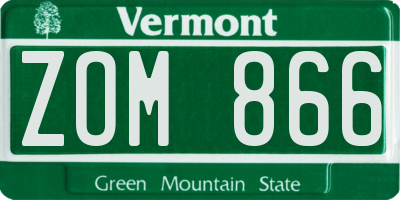 VT license plate ZOM866
