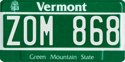 VT license plate ZOM868