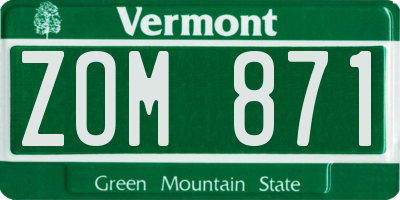 VT license plate ZOM871