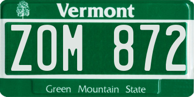 VT license plate ZOM872