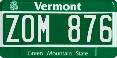 VT license plate ZOM876