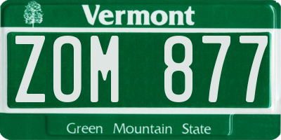 VT license plate ZOM877