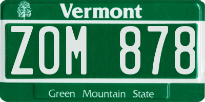 VT license plate ZOM878