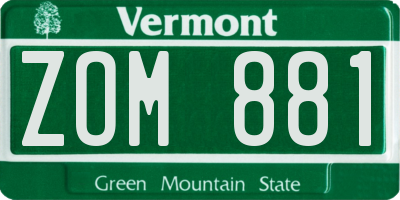 VT license plate ZOM881