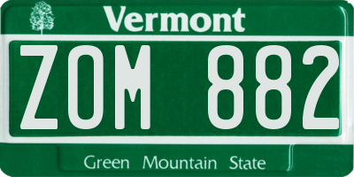 VT license plate ZOM882