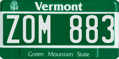 VT license plate ZOM883