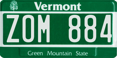 VT license plate ZOM884