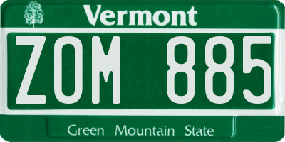 VT license plate ZOM885